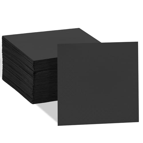 Ginkgo 100 Pack Cocktail Napkins 2-Ply Disposable Black Paper Napkins Bulk for Wedding Bar Beverage Party and Dessert