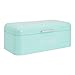 Bread Box for Kitchen Counter - Stainless Steel Bread Bin, Dry Food Storage Container for Loaves, Pastries, Toast and More - Retro Vintage Design, Turquoise, 16.75 x 9 x 6.5 inches