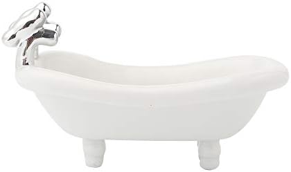 BRT Ceramic Miniacture Bathtub Shape Soap Dish (Silver Tap)