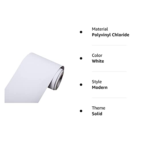 Self Adhesive Solid Color Frosted Wallpaper Border Stick Waterproof Wall Border Easy To Apply Kitchen Bathroom Tiles Sticker 4 X 196Inch (White) #TOP5