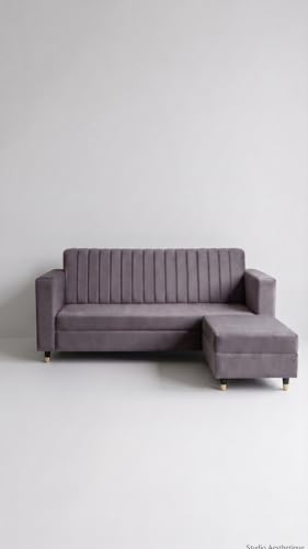 Image of RECTART Luxe 4 Seater L-Shape Sofa Set for Living Room | Sectional Sofa with Centre Table | Modern Wooden Home Furniture |
