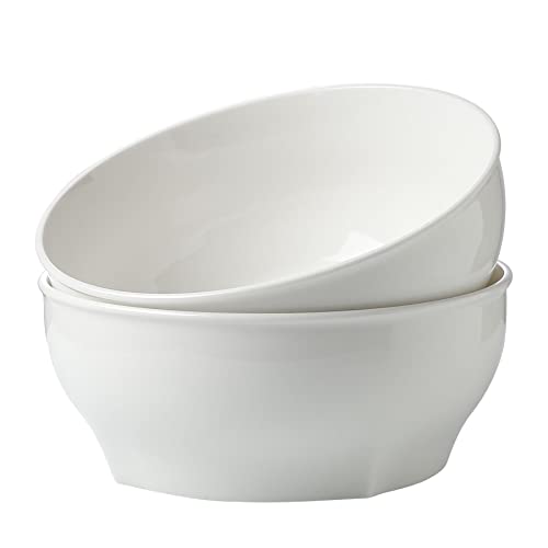 Onniyor Large Serving Bowls, 62 Oz Salad Bowls, Ceramic Pasta Bowls Set, 8.3" Soup Bowls, Sturdy Mixing Bowls Set For Kitchen, Dishwasher & Microwave Safe Serving Plates, Set Of 2, White #TOP28