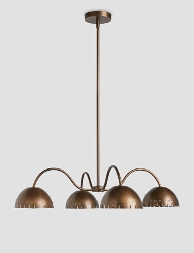 WorldHandicrafts Mid Century Modern 4 Dome Brass Chandelier – Handcrafted