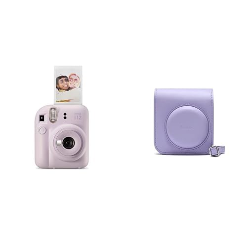 Fujifilm instax Mini Appareil Photo instantané 12, Exposition Automatique avec Objectif Selfie intégré, Violet Lilas & Case - Lilac Purple