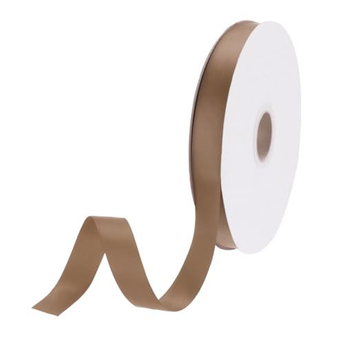 DMiotech 5/8 inch 50Yards Satin Ribbon Thin Double Face Fabric Light Coffee