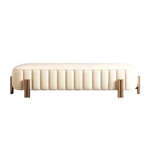 Banco moderno de piel italiana, elegante almacenamiento de zapatos, diseño simple para dormitorio o sala de estar (pequeño), muebles elegantes para el hogar