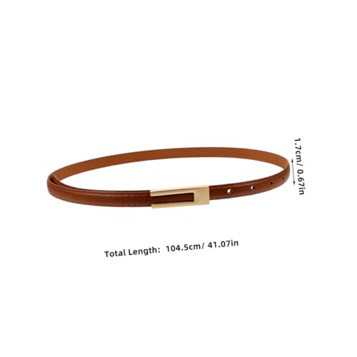 2Pcs Thin PU Leather Belt for Women Classic Vintage Waist Belt with Buckle for Dresses Jeans and Casual Outfits Durable Versatile Fashion Accessory Caramel2