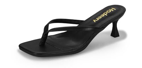 Women's Kitten Heels Thong Sandals Open Square Toe Flip Flop Low Heels 2.5 Inch Slip On Sexy Women Dressy Slide Shoes for Casual