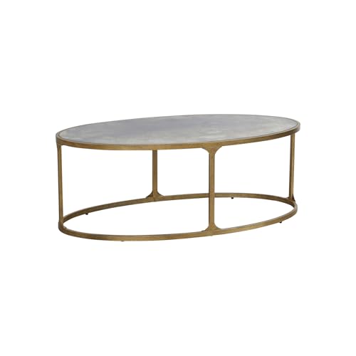 Signature Design by Ashley Korajane Transitional Metal Coffee Table with Tempered Glass Top, Metallic