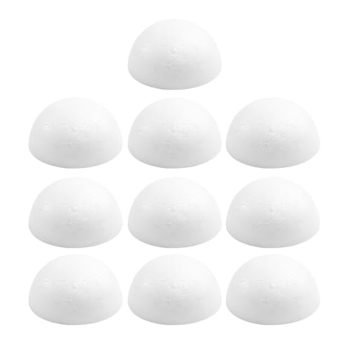 Crafjie 10PCS 3 Inchs Half Foam Balls White Half Round Polystyrene Foam Balls Craft Supplies Hemispherical Christmas Craft Ballfor DIY Home Craft Project and Art Decoration