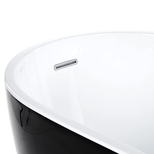 Schlichte Acryl Badewanne oval freistehend schwarz mit Überlauf 170 cm Solarte