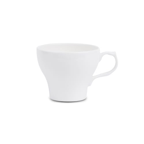 Image of Dandy Lines Liza White Tea Cups, Plain Solid, Luxury Tea Cup and Saucer Set, Ideal for Tea Time, Ceramic, Pack of 12, Microwave & Dishwasher Safe, Great for Hosting & Gifting