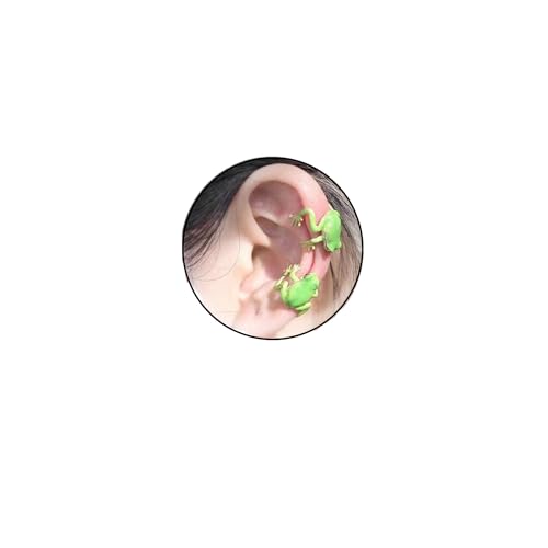 Cute Frog Ear Cuff Earrings for Women Green Vintage Frog Lizard Wrap Crawler Earrings No Piercing Weird Animal Ear Cuff for Women Jewelry