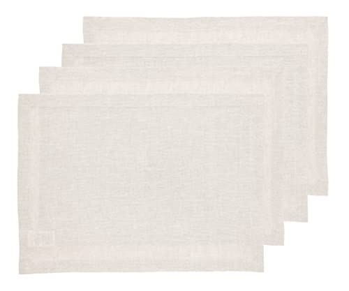 Solino Home Napperon 100% lin naturel Athena 14 x 19 po, ensemble 4