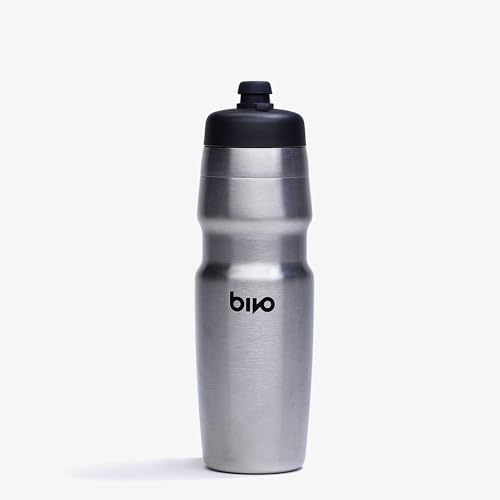 Bivo Duo 25oz Non Insulated Stainless Steel Bike Water Bottle - Lightweight for Cycling Hiking Sports - No Plastic Taste Fits Most Cages Dishwasher Safe - (Raw)