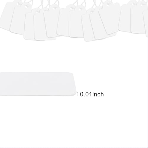 200 Stück weiße Preisschilder 3,5 x 2,2 cm Preisetiketten Display-Anhänger mit Schnurkennzeichnung Angeschnürte Etiketten beschreibbare Etiketten Display-Etikett für Produkt-Schmuck-Kleidungs-Anhänger