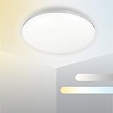 HOPHA LED Badezimmer Deckenleuchten IP65 Wasserfest Deckenlampe für Bad Schlafzimmer Flur Küche Wohnzimmer Balkon, 18W 24W wählbar, 3000K 4000K 6000K wählbar, modernes Weiß 28cm Rund