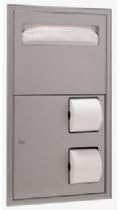 Bobrick B-3474 ClassicSeries Recessed Seat Cover and Toilet Tissue Dispenser, Satin Stainless Steel