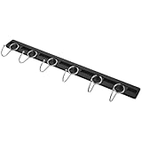 SHINEOFI Appendiabiti Estraibile da Parete con 6 Ganci Scorrevoli in Metallo Nero 40 CM – Organizer per Armadio Ingresso Cucina e Bagno Asta Appendiabiti Salvaspazio per Cappotti e