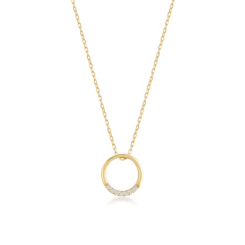 Gelin Diamond Circle Necklace in 14K Solid Gold