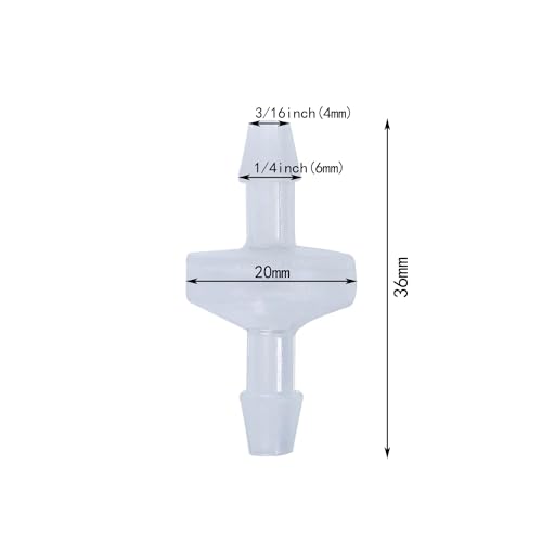 10 Pack 1/4 inch Plastic Check Valve, One Way Barb Hose Inline Non Return For Fuel, Oil, Water, Air (1/4 inch)