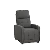 Cribel Poltrona Relax Susan in Tessuto Spesso | Poltrona Reclinabile Moderna con Sistema Push e Bottoni Decorativi, Struttura Robusta e Gambe Sottili Fumo