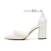 Winflag Block Heel Wedding Shoes for Bride Pointed Toe Pearl Heels Ankle Strap Wedding Heels Bridal Shoes-Ivory-8cm-8