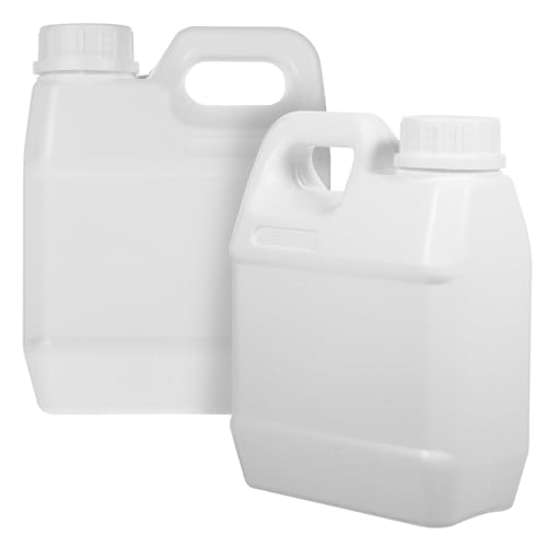 PRETYZOOM 2-Pack Sealed Liquid Storage Jugs with Lids 6.61X5.51X2.79 Inch Leak-Proof Plastic Containers for Chemical Oil and Camping Water Dispensing