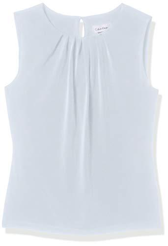 Calvin Klein Women's Pleat Neck Sleeveless Cami, White, 6 #TOP4
