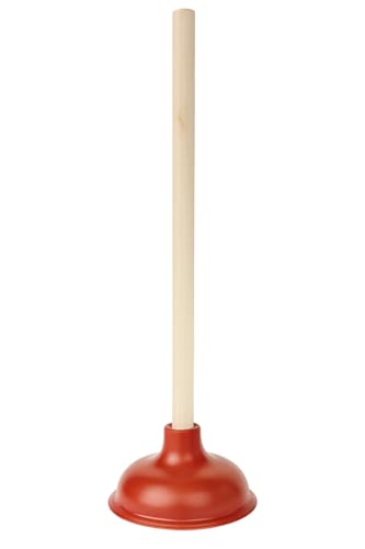 Bexter 19-Inch Toilet Plunger with Wooden Handle – Heavy-Duty Rubber Cup for Toilets, Sinks & Drains – Auburn