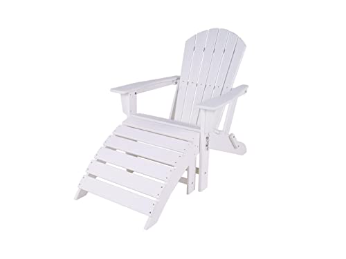 MaximaVida Adirondack Gartenstuhl mit Fußstütze Montreal weiß aus...