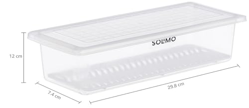 Image of Amazon Brand - Solimo Plastic Stackable Storage Containers With Removable Drain Plate For Fridge, Rectangle 1400ml