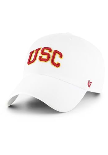 47 NCAA Unisex-Adult Clean Up Adjustable Hat Cap One Size (US, Alpha, One Size, USC Trojans - White)