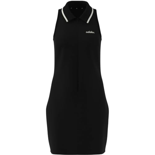 adidas Women's Seasonal Essentials Colorpop Dress with Embroidered Graphic, Black/Off White, M