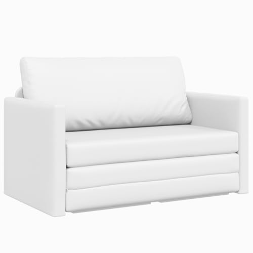 vidaXL Sofá Cama Blanco 2 en 1, loveseat Compacto, diseño Moderno, Mueble Rectangular, Asientos Elegantes y cómodos para casa, Oficina, Sala, Juegos, Lectura, tapizado para Estudio