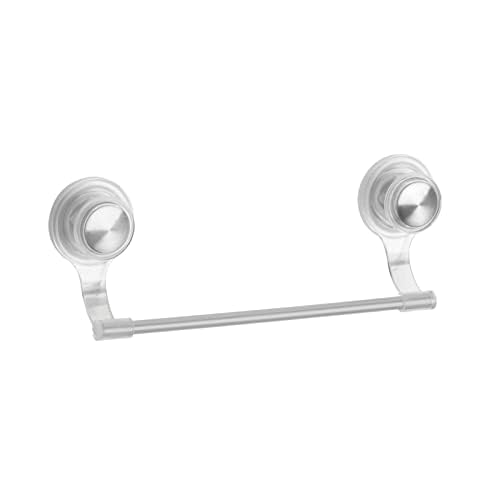 mDesign Strong Suction Wall Mount Plastic Metal Wash Cloth Hand Towel Bar for Bathroom Shower Stall Bathtub -
