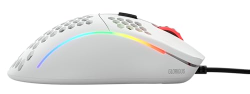 Glorious White Gaming Mouse - Glorious Model D Gaming Mouse Honeycomb - Ultralight RGB Mouse - PC Mouse - 68 g - Matte White Mouse