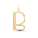 Amberta Colgante Inicial para Mujer en Oro de 14 K | Colgante Letras de Oro Macizo Solo sin Cadena: Letra B