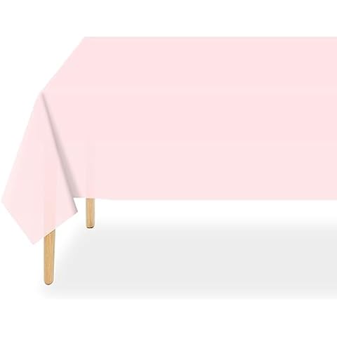 QIKSION 6 Pack Pink Plastic Tablecloth Disposable Table Covers Light Pink Table Cloths for Parties Bridal Shower Birthday Engagement Wedding, Fits 6 to 8 Foot Rectangle Tables (54 × 108 Inch) Cover