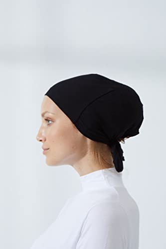 Eserra Women Under Scarf Hat Hijab Cap Islamic Hijab Undercap Hijab Bonnet Cap Muslim Inner Beanies Hat Underscarf Turban (Black) #TOP4