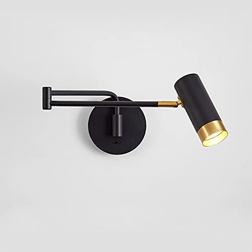Applique murale LED noire bras oscillant luminaire industriel intérieur