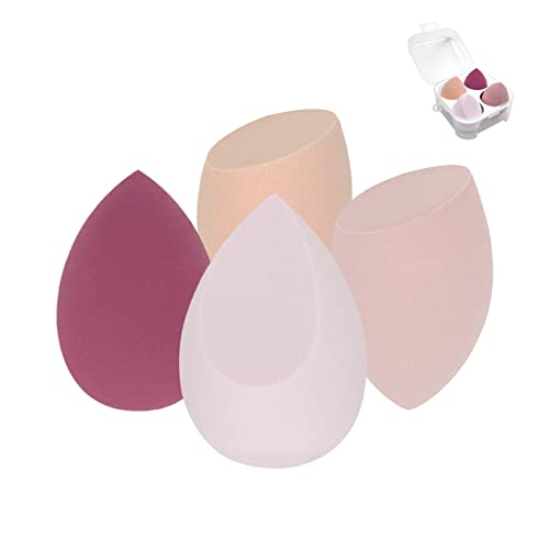 Makeup Sponge Set, Makeup Sponge Foundation Blending Beauty Sponge, Wet and Dry Beauty Blending Sponge for Liquid Foundation, Powder and Cream to Reduce Makeup Waste (Pink Set of 4)