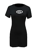 ANIMERCI Women's Summer Casual Crew Neck Bodycon Short Mini Dress T Shirt Sheath Dresses(Black,x-Large)