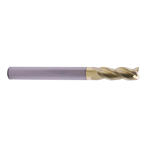 Image of BestParts 1 /4 inch 3 Flute Solid Carbide End Mill for Aluminum - ZrN Coated | 37 Degree Helix, 1 /4 inch Cutting Diameter, 1 /4 inch Shank Diameter, 3 /4 inch Length of Cut, 2-1 /2 inch Overall Length, Square End
