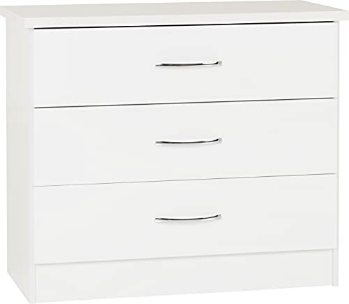 Seconique Nevada 3 Drawer Chest in White Gloss