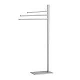 Relaxdays Handtuchständer, 3-armig, freistehend, HxBxT: 83x34x14cm, Edelstahl, Handtuchhalter ohne Bohren, Silber