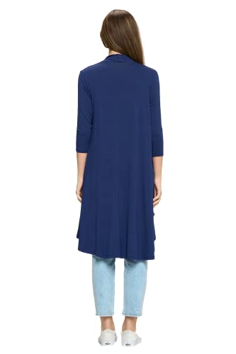 Image of Women's 3 /4 Sleeve Soft Open Front Casual Flowy Long Viscose Made from Bamboo Cardigan