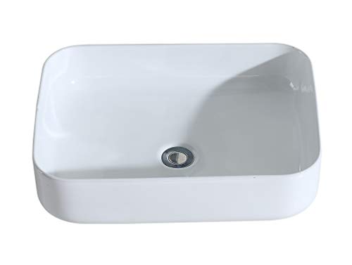 Eridanus Lavabo de Cerámica, Fregadero de Rectángulo sobre Encimera de Serie Keiko(51x39,5x14cm)