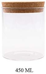 JY Collection Air Tight Storage Jar, Glass Storage Tank with a Natural Bamboo Lid, 450 ML, 500 ML, 650 ML, 700 ML, 950 ML(Cork, 450ml)