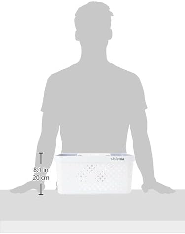 Sistema Stack 'n' Nest Basket-18.5 Litre, White/Grey, 40.8 x 28.8 x 18.9 cm